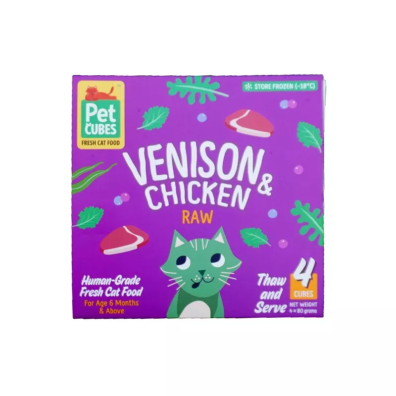 frozen-petcubes-cat-raw-venison-chicken-320g *FROZEN* PetCubes Cat Raw Venison & Chicken 320g