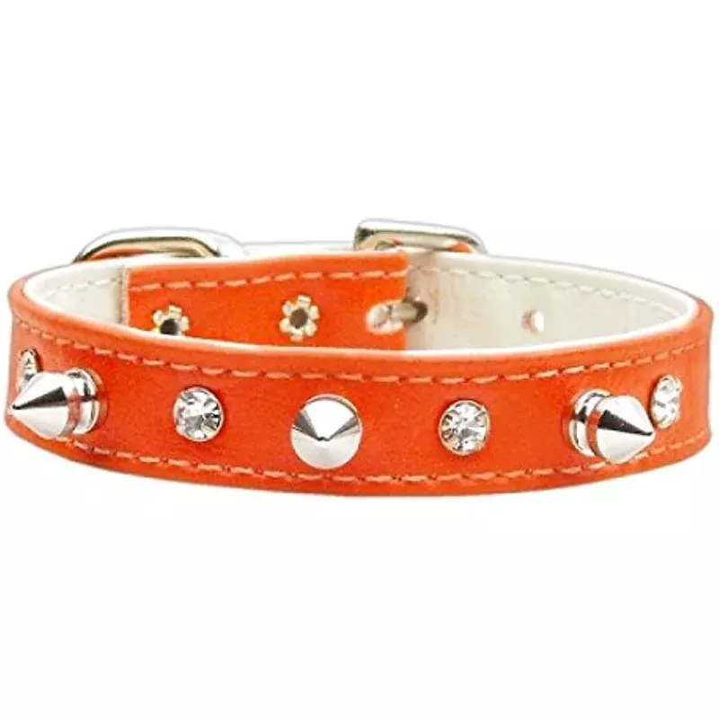 just-basics-crystal-spike-collars-orange-10 “Just the Basics” Crystal and Spike Collars Orange 10